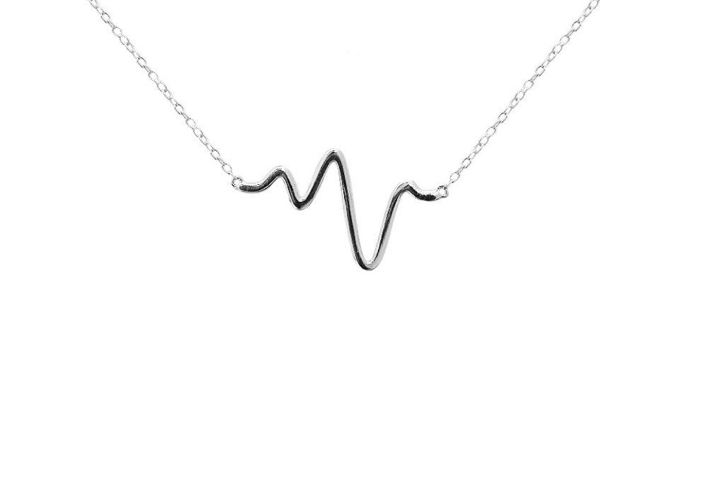 Sterling Silver "Heartbeat" Necklace 16 - 17 inch