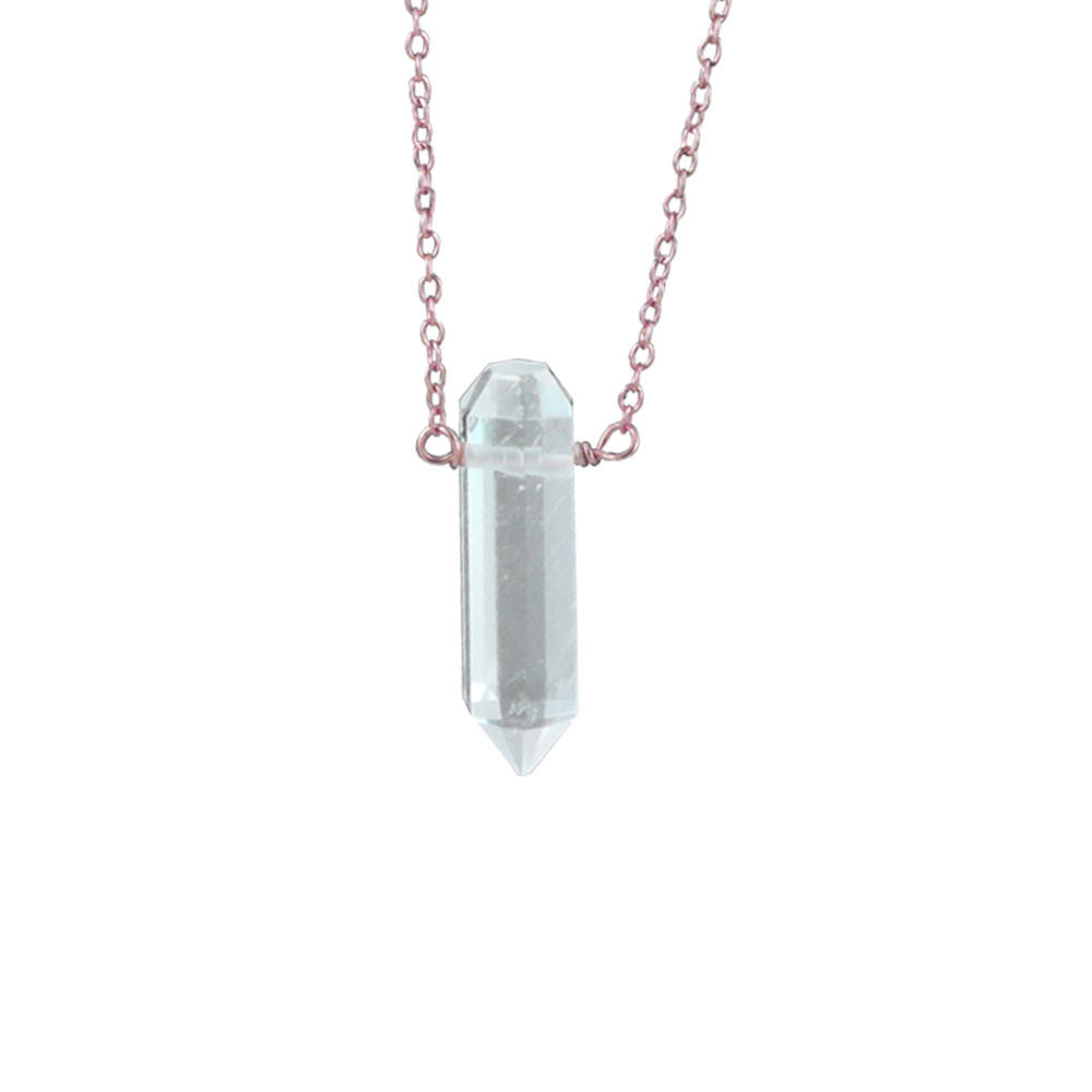 Rosy Krystal Spike Pendant Necklace