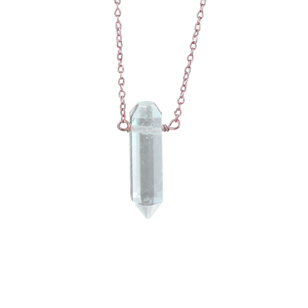 Rosy Krystal Spike Pendant Necklace