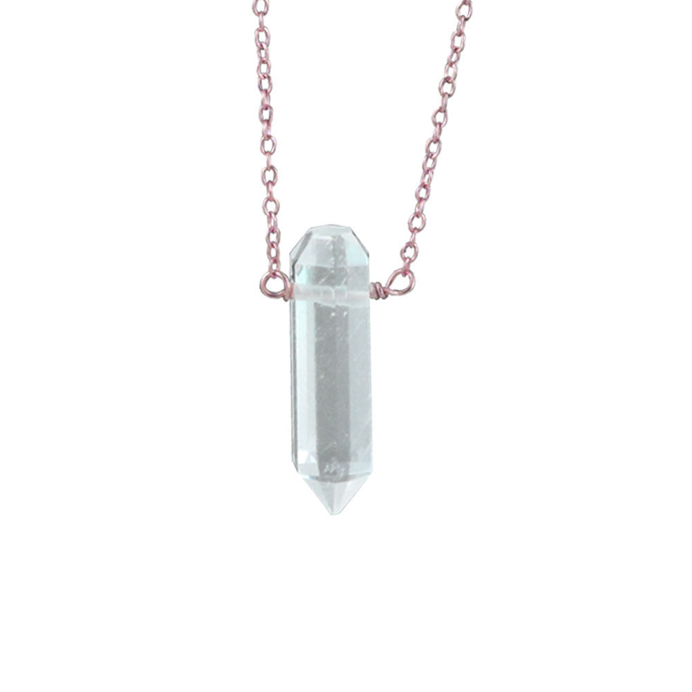Rosy Krystal Spike Pendant Necklace