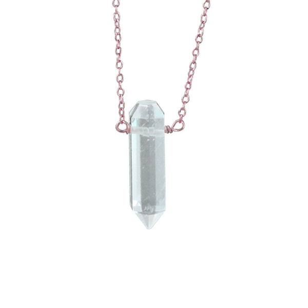Rosy Krystal Spike Pendant Necklace