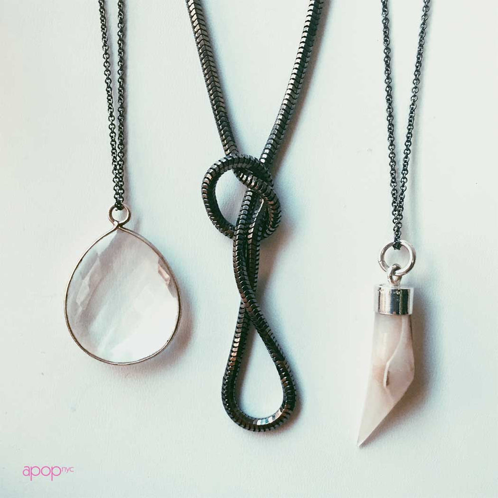 Sterling Silver Crystal Teardrop Pendant