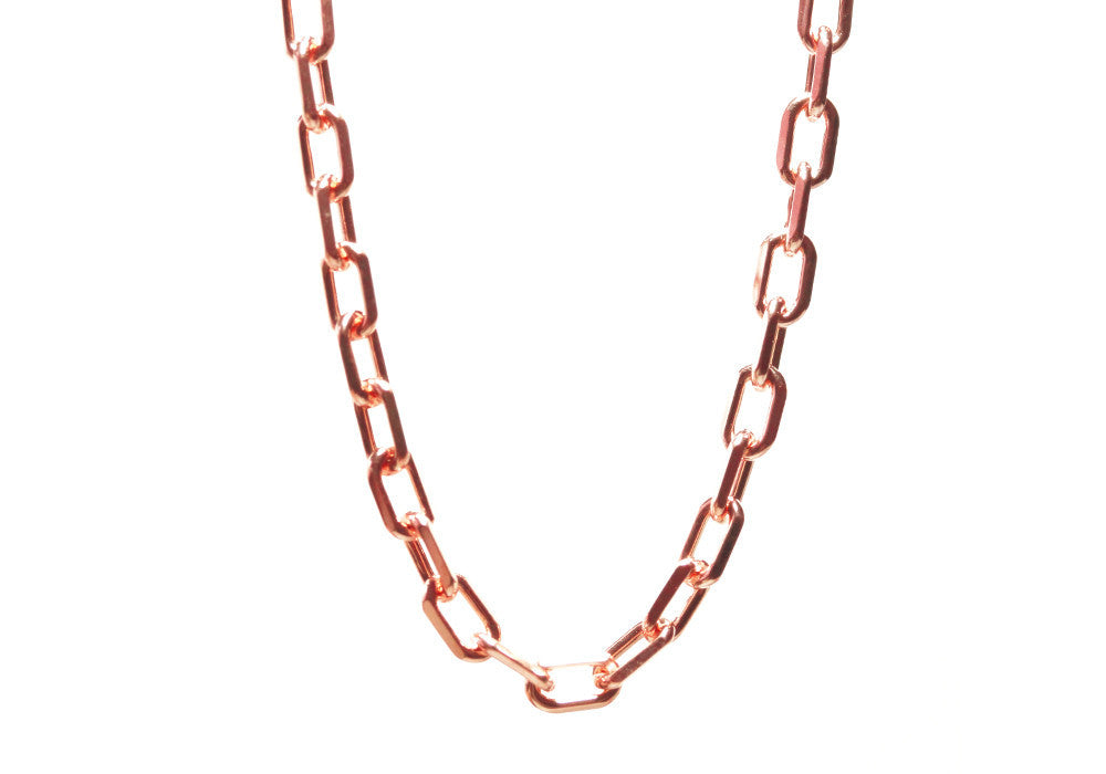 Rosy Square Link Long Chain Necklace 16 inch