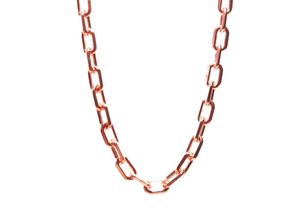 Rosy Square Link Long Chain Necklace 16 inch