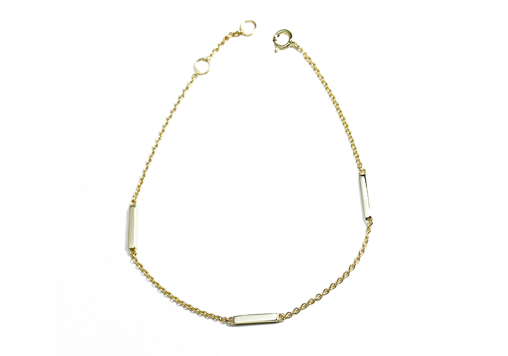 Gold-Dipped Mini Bar Chain Bracelet 7 inch