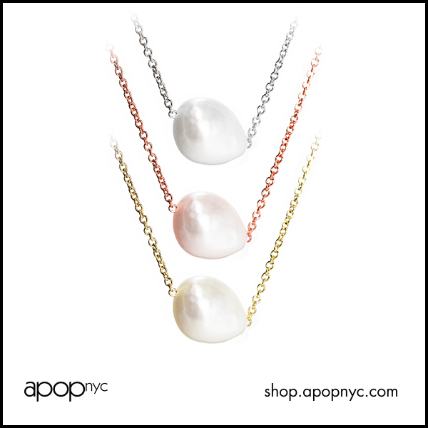 Gold-Dipped "Baroque" Single Pearl Necklace 16 inch