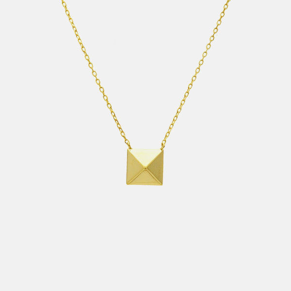 Gold-Dipped Single Pyramid Stud Necklace 17 inch