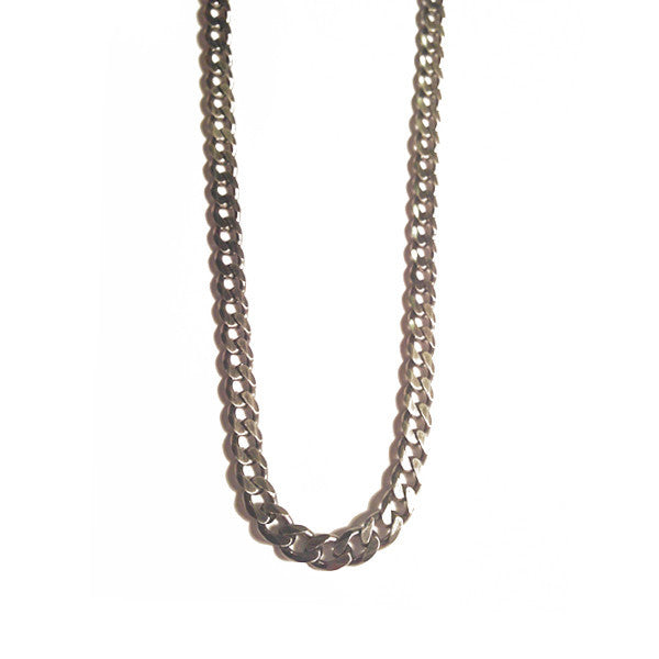 Gentlemen's Oxidized Rhodium Silver Curb Chain Necklace 20 inch - 6mm