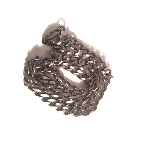 Gentlemen's Oxidized Rhodium Silver Curb Chain Necklace 20 inch - 6mm