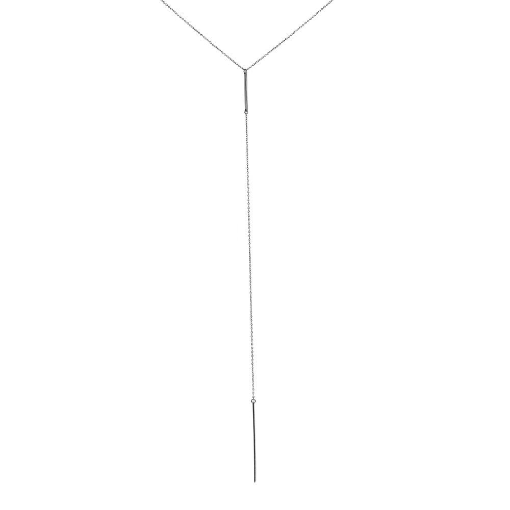 Sterling Silver Bar Lariat Y Necklace 18 inch