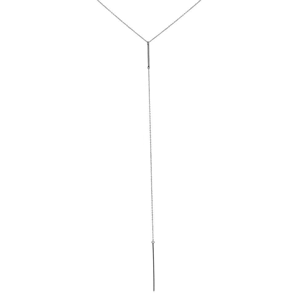 Sterling Silver Bar Lariat Y Necklace 18 inch