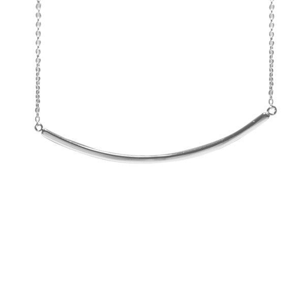 Simple Sterling Silver Horizontal Bar Pendant Necklace