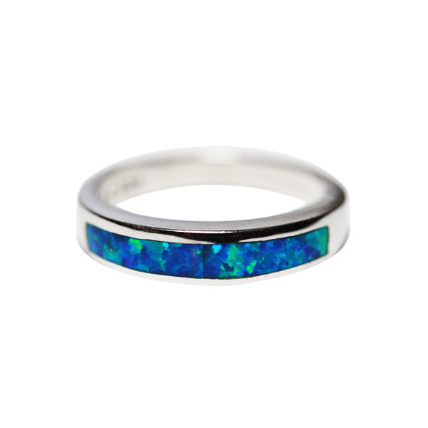 Sterling Silver Blue Opalite Band Ring
