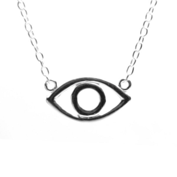 Sterling Silver Open Evil Eye Necklace 16-17 inch
