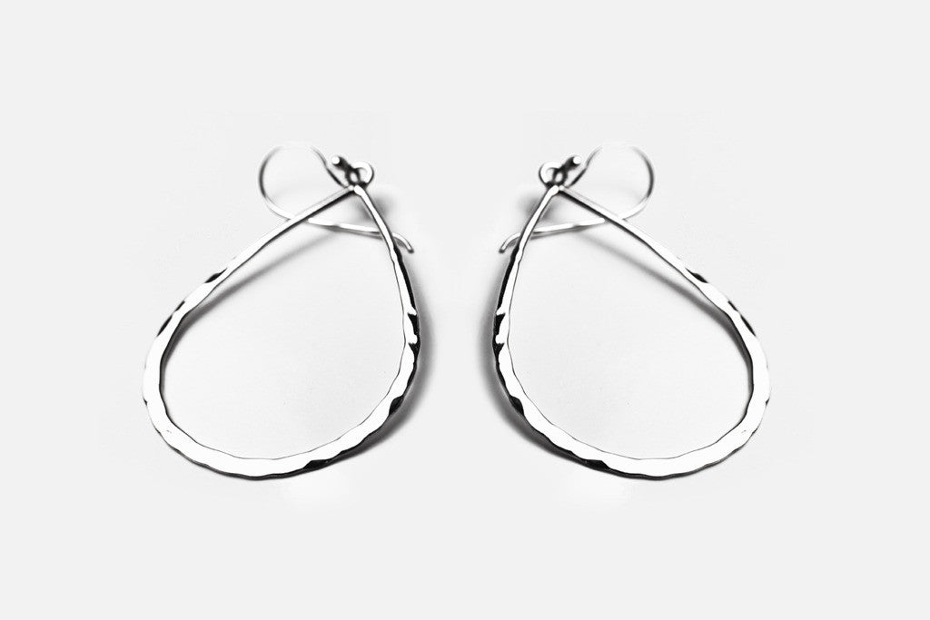 Hammered Sterling Silver Tear Drop Earrings