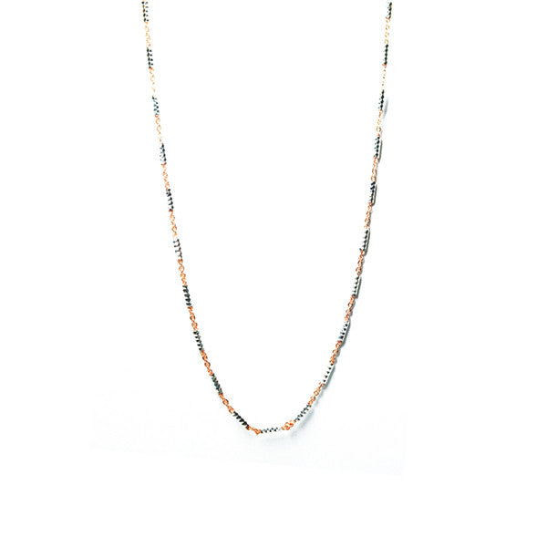 Sterling Silver & Rosy Goldtone Chain Necklace 24 - 30 inch