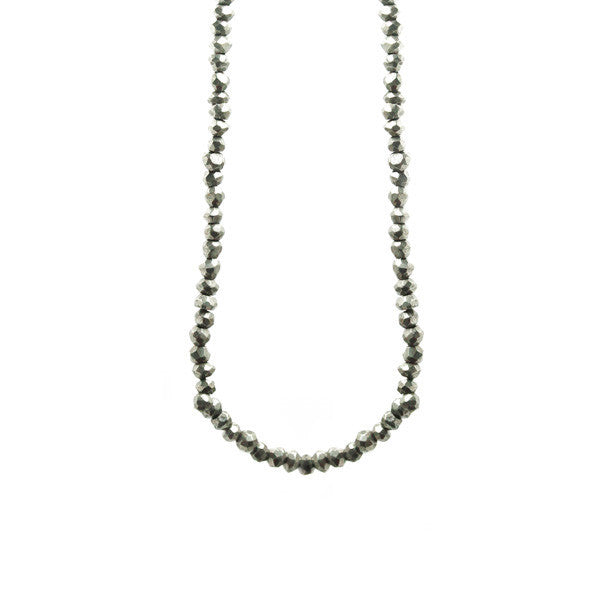 Silver Pyrite Beaded Wrap Necklace 30 inch
