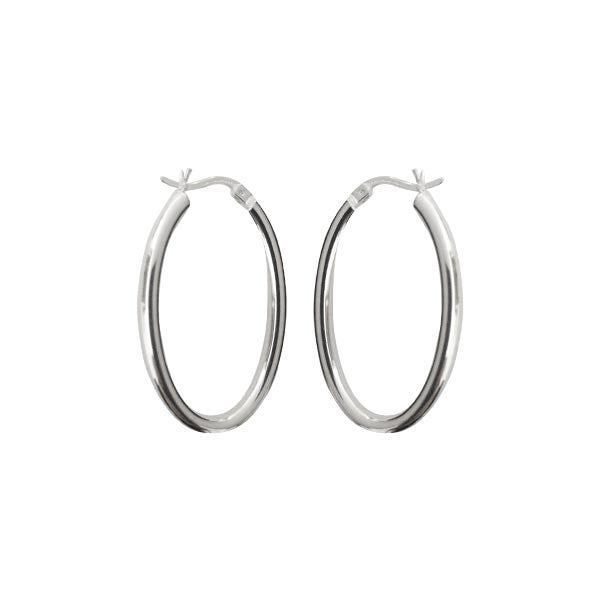 Sterling Silver "Silver Arches" Oval Hoop Earrings