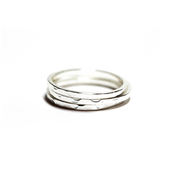 Hammered Sterling Silver Thin Band Ring Set