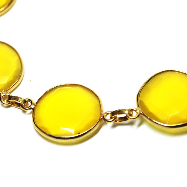 Citron Yellow Onyx Stone Link Bracelet
