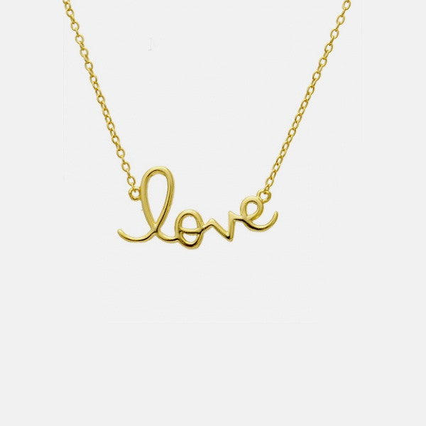 Gold-Dipped Cursive "Love" Pendant Necklace