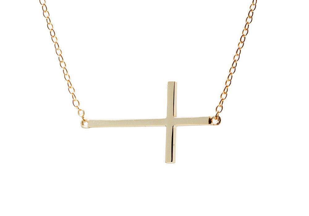 Gold-Dipped Horizontal Cross Necklace