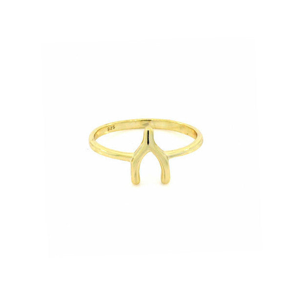 "Lucky" Gold-Dipped Wishbone Ring