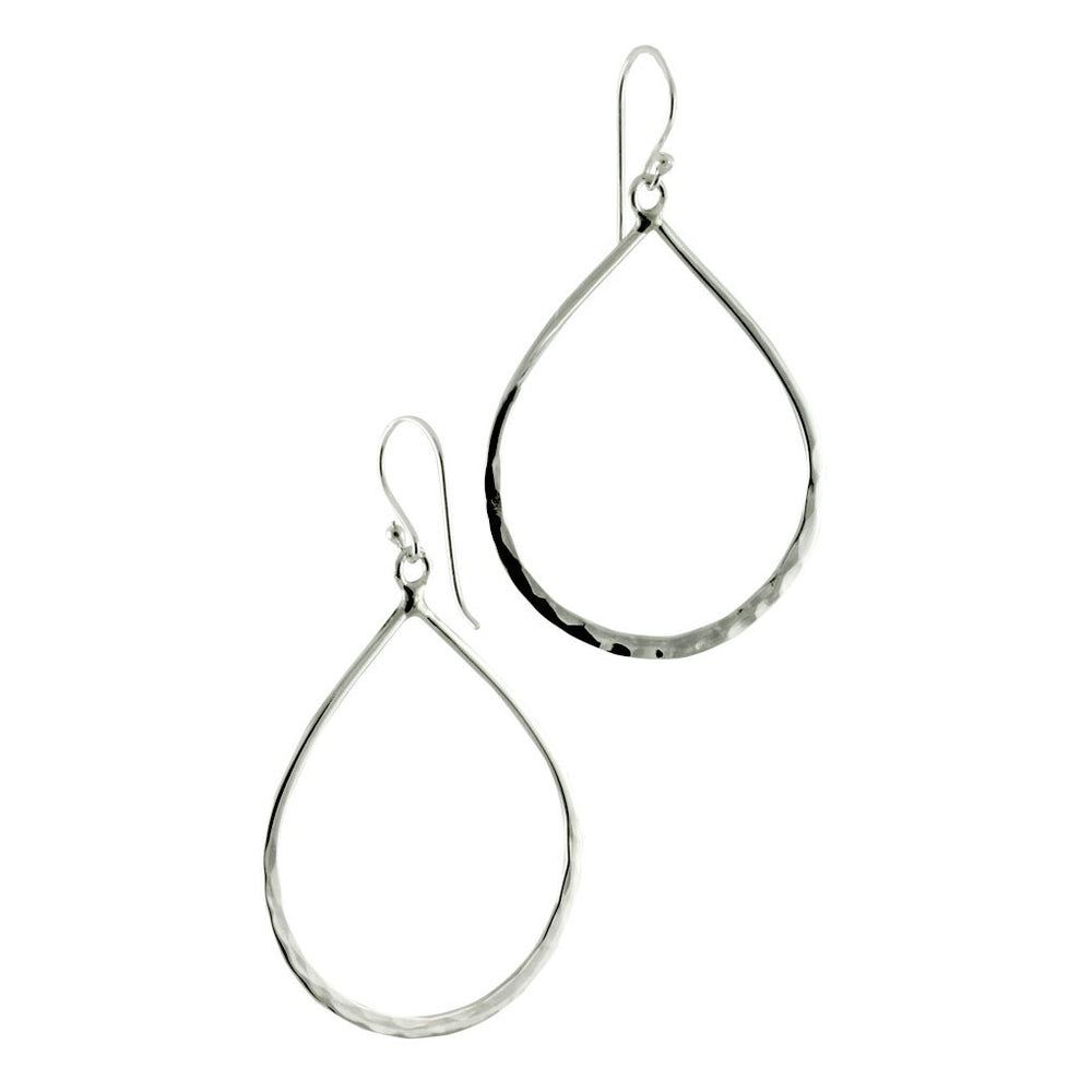 Hammered Sterling Silver Tear Drop Earrings