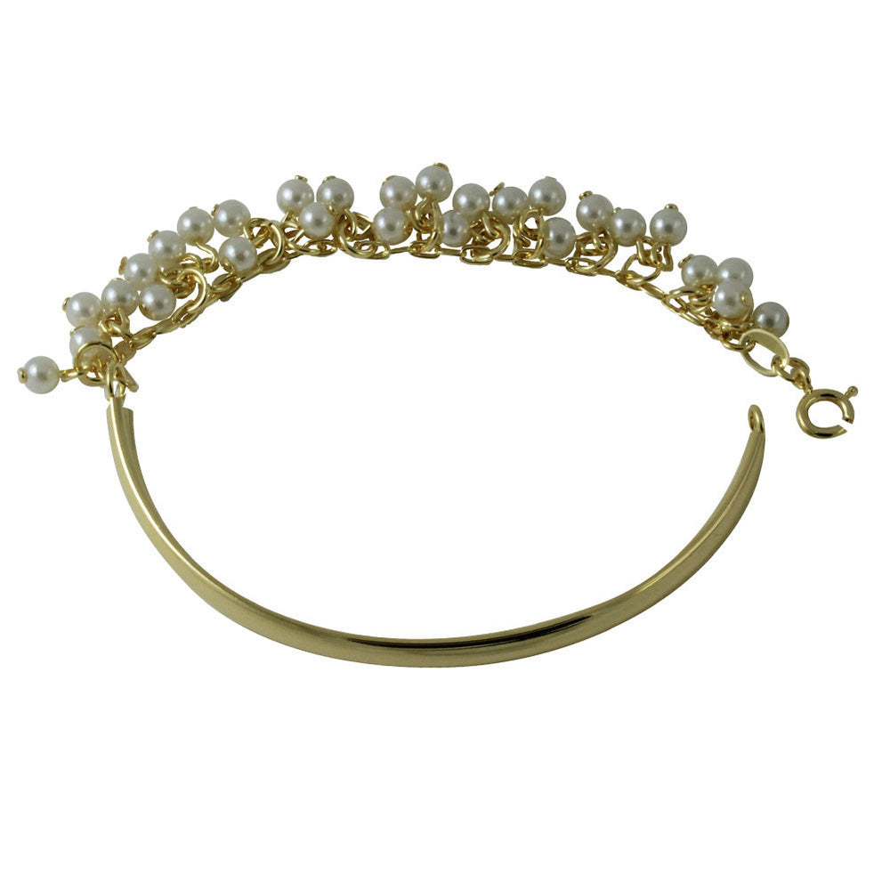 Freshwater Pearl Gold Bar Bangle Bracelet APOP EXCLUSIVE