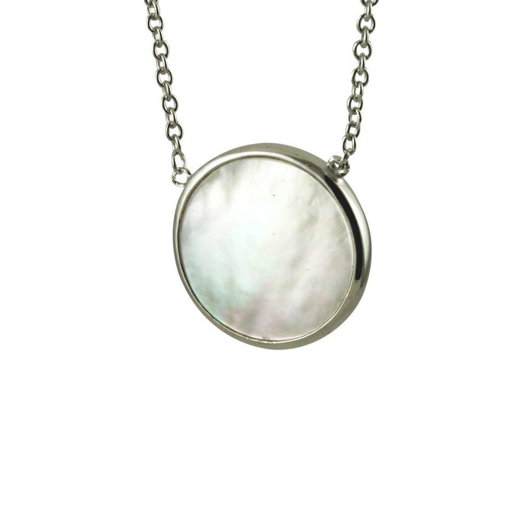 Silver Disc Pearl Necklace