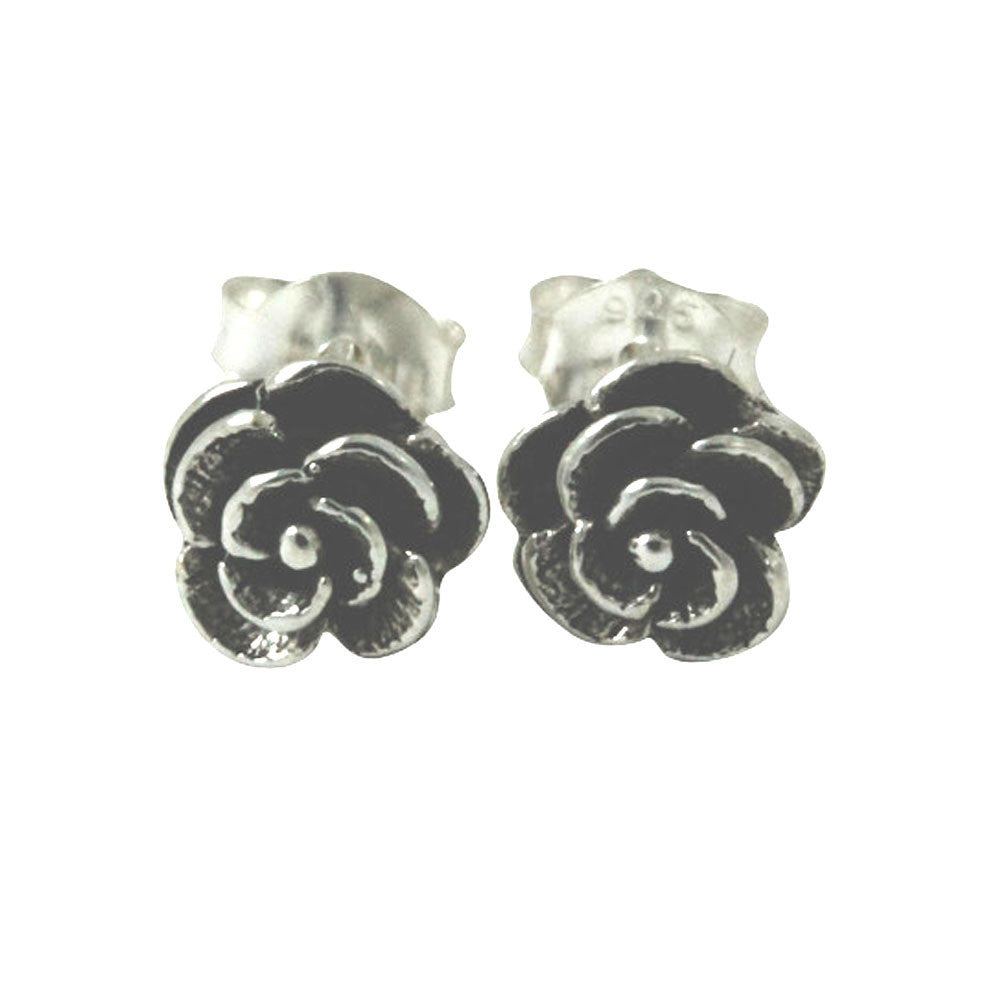 Sterling Silver Mini Rose Stud Earrings Flower