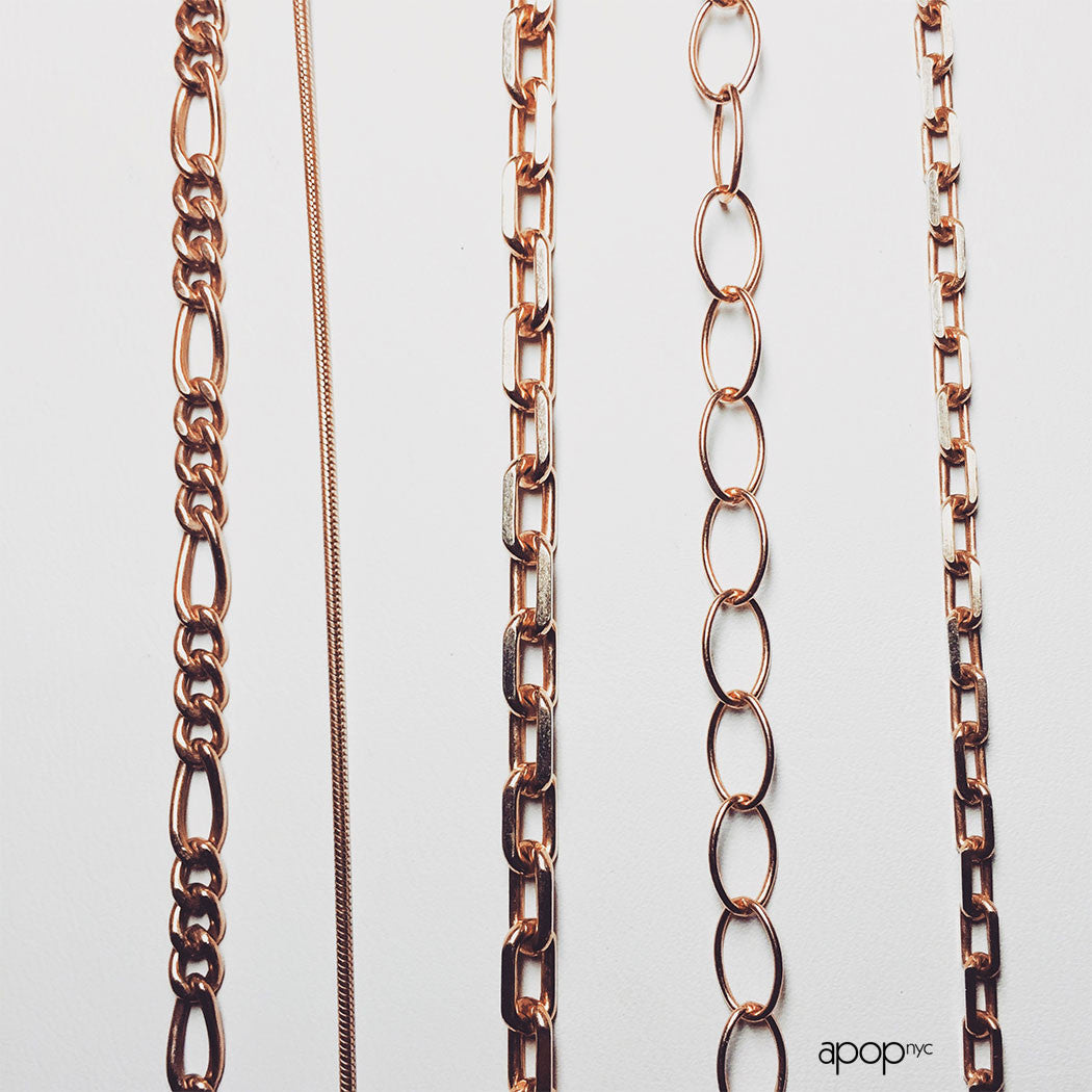 Rosy Square Link Long Chain Necklace 16 inch