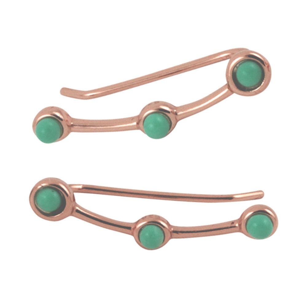 Rosy Turkoise Blue Ear Pin Climber Earring