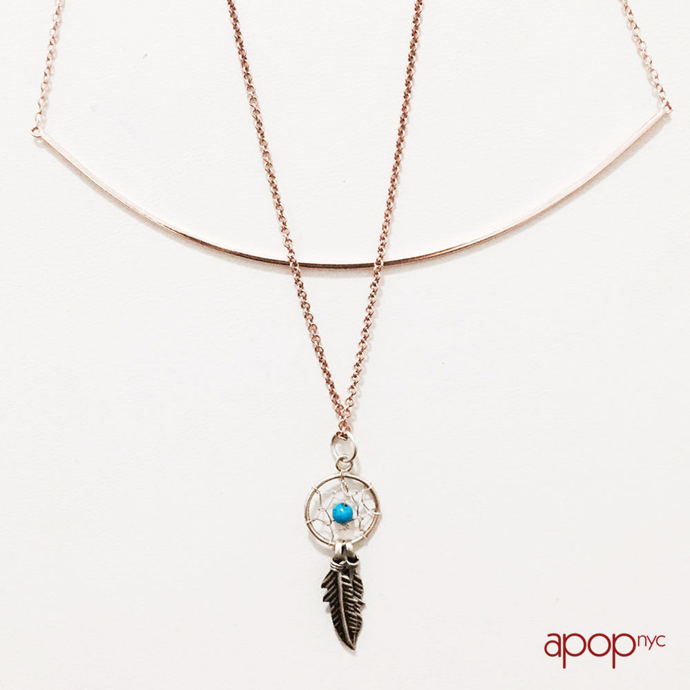 "Darling" Rose Gold-Dipped Collar Bar Pendant Necklace