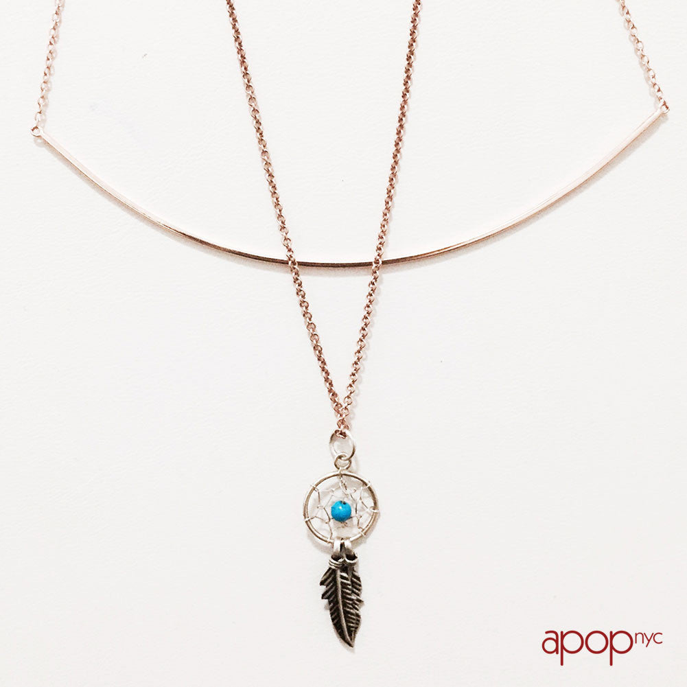 "Darling" Rose Gold-Dipped Collar Bar Pendant Necklace
