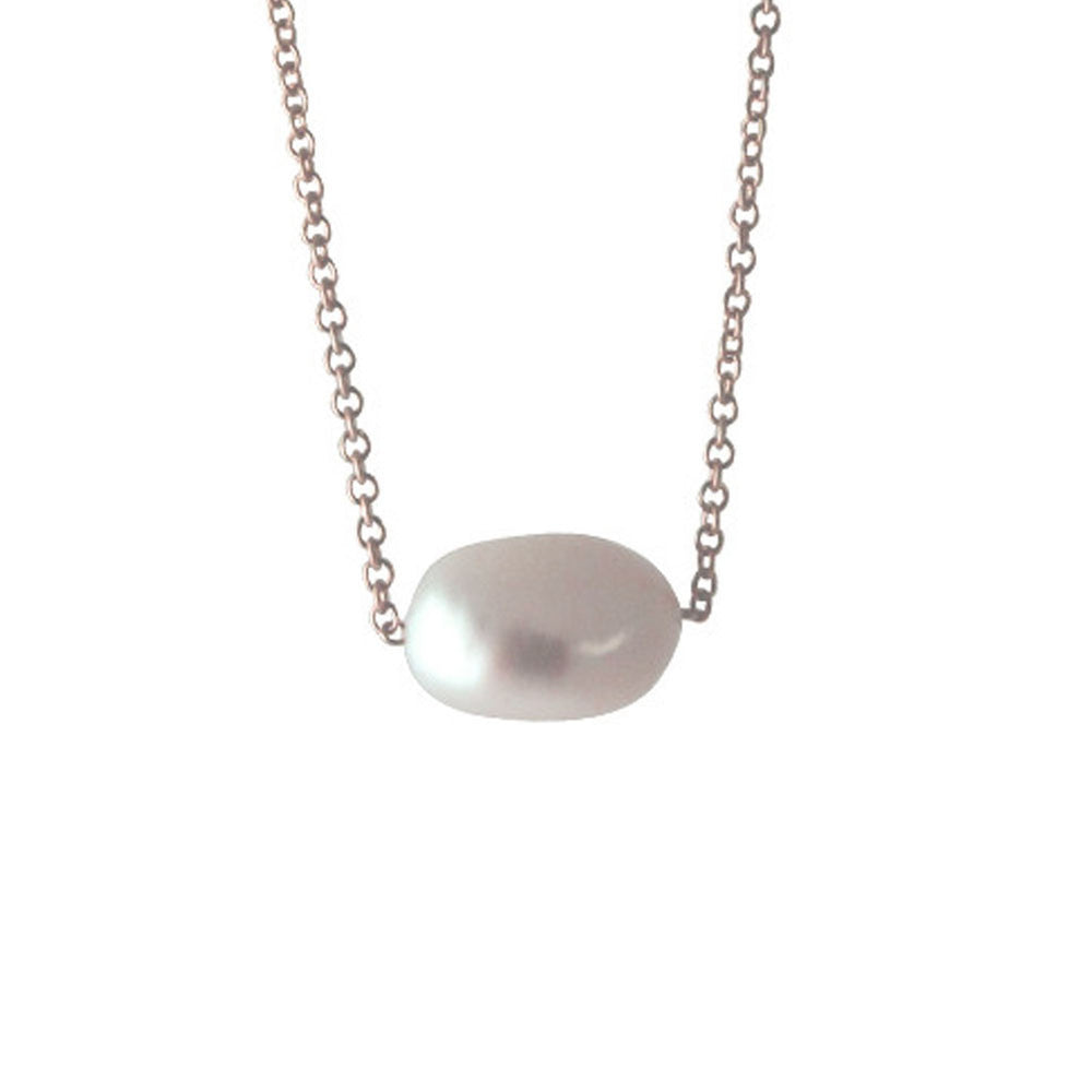 Rosy Natural "Baroque" Single Pearl Necklace 16 inch