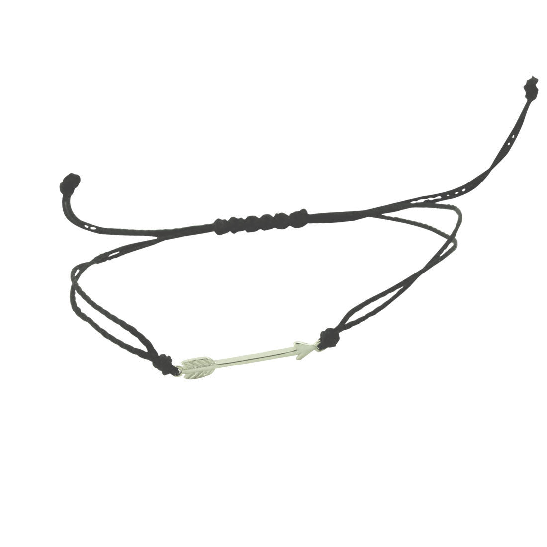 Sterling Chevron Arrow Black String Bracelet