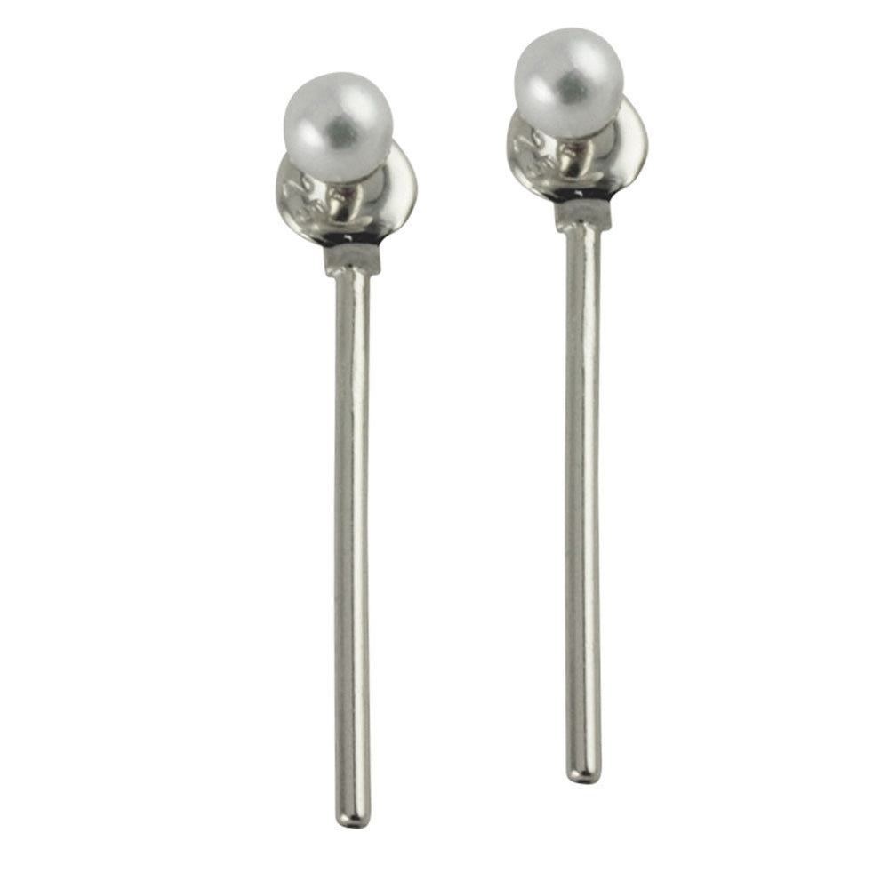 Sterling Silver Pearl Bar Jacket Stud Earrings