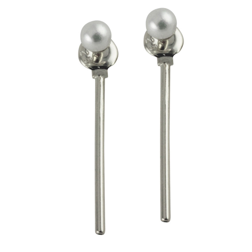 Sterling Silver Pearl Bar Jacket Stud Earrings
