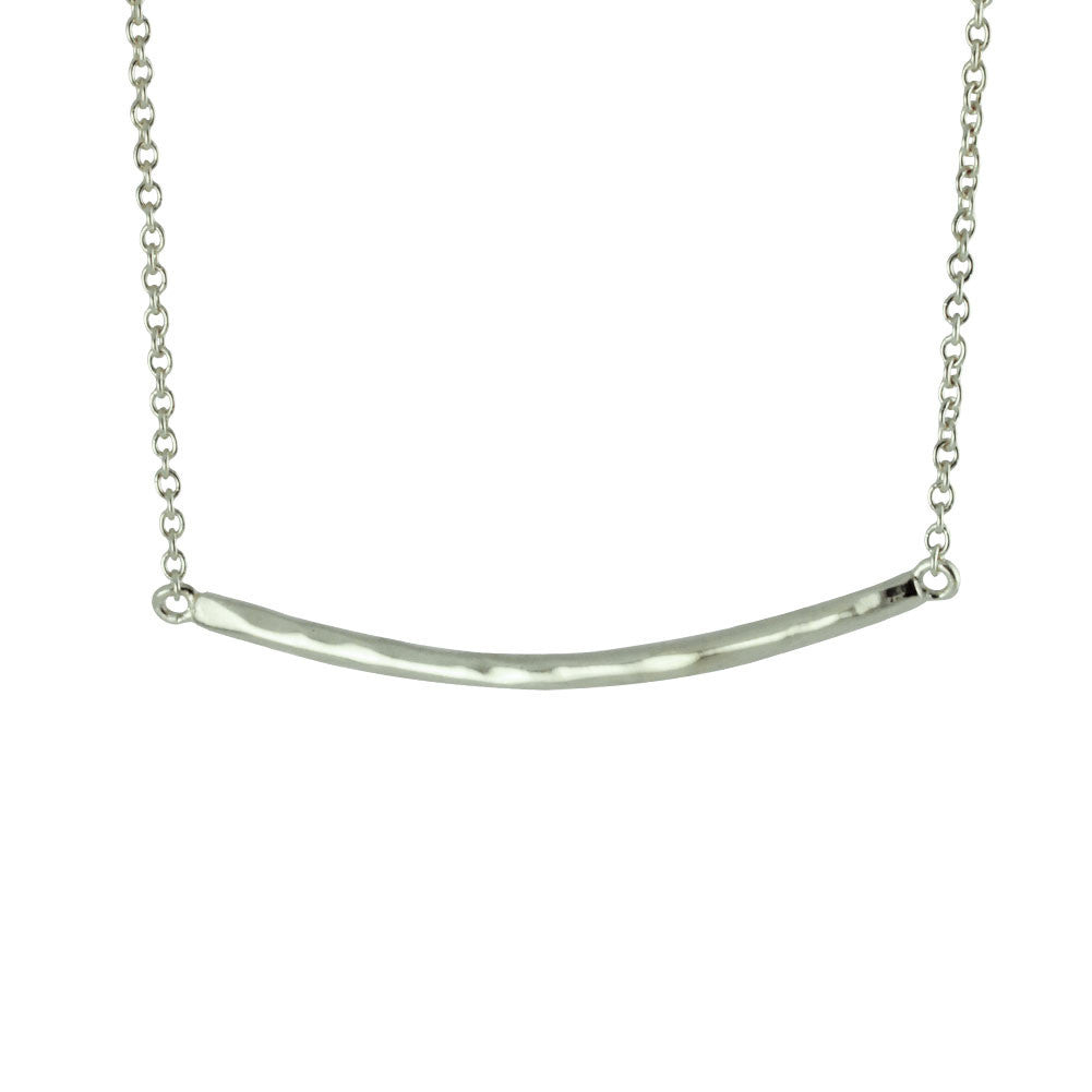 Sterling Silver Hammered Bar Necklace