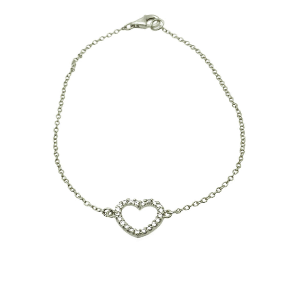 "Dazzle My Heart" Sterling Silver CZ Heart Bracelet 7 inch