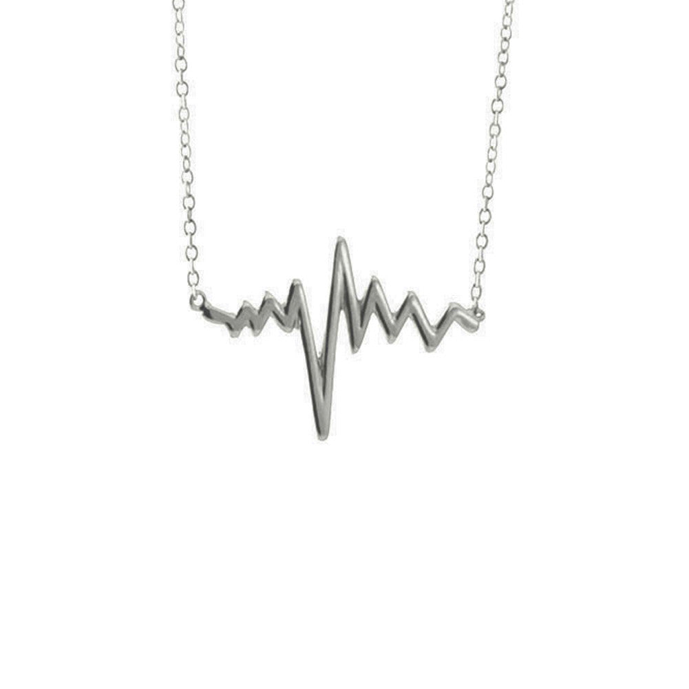 Sterling Silver Electric HeartBeat Pendant Necklace