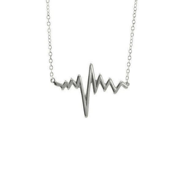 Sterling Silver Electric HeartBeat Pendant Necklace