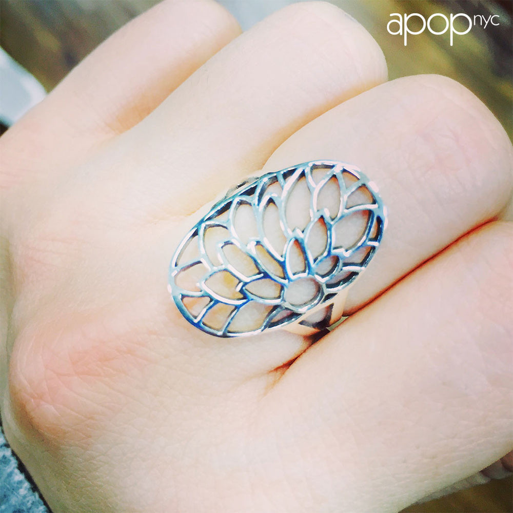 Sterling Silver Lotus Ring