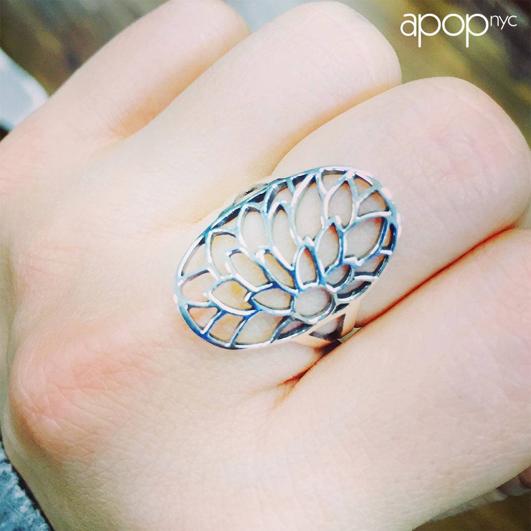 Sterling Silver Lotus Ring