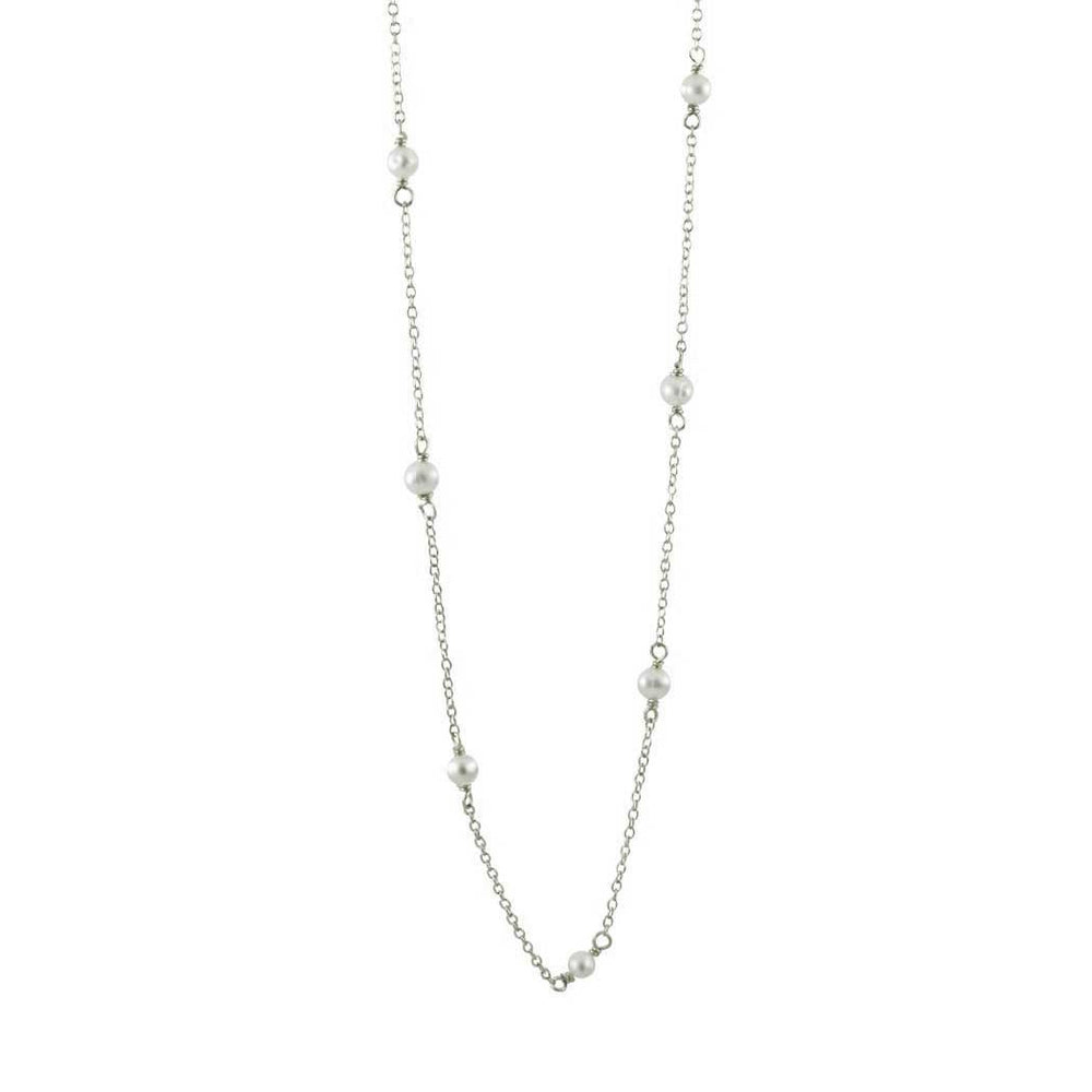 Sterling Silver Mini Pearl Tin Cup Necklace
