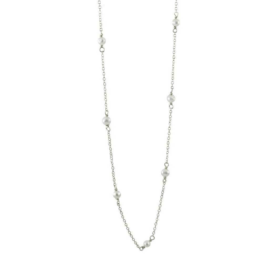 Sterling Silver Mini Pearl Tin Cup Necklace