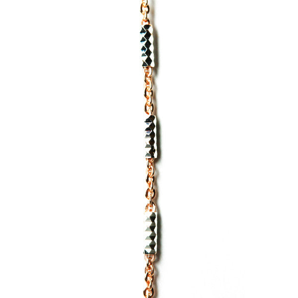 Sterling Silver & Rosy Goldtone Chain Necklace 24 - 30 inch