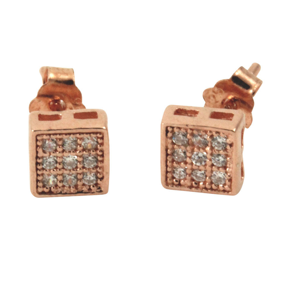 "Tiny" Square Pave CZ Stud Earrings Mini