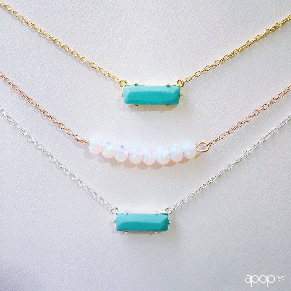 Gold-Dipped Turkoise Slice Necklace